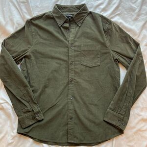 Express Men’s Green Corduroy Button Up Shirt With Chest Pocket Size Medium